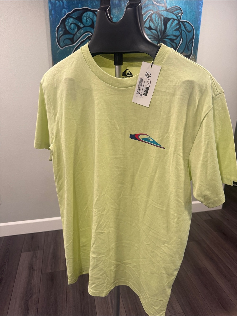 Quiksilver Neon Lime Short Sleeve Graphic Logo Tee
